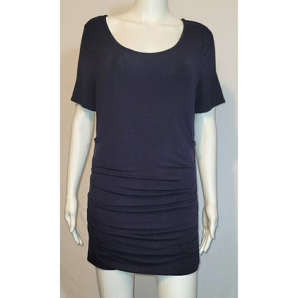 Lysse Navy Blue Marais Scrunched Knee-Length Dress Size M